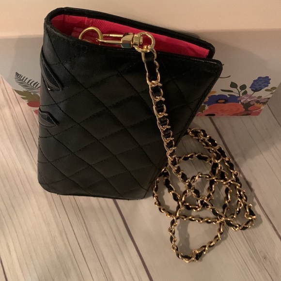 Authentic CHANEL Lamb Skin Cambon line CC logo long wallet Crossbody black - Picture 2 of 11